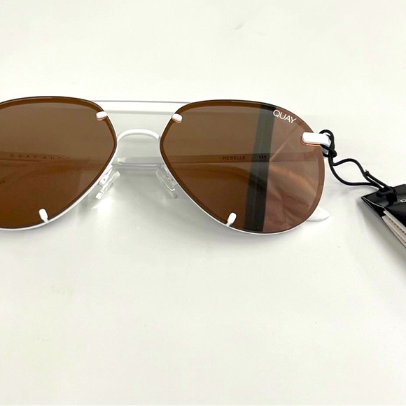 Quay Rebelle Aviator Sunglasses WHITE ROSE GOLD - Picture 5 of 6
